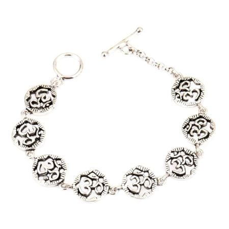 Om Charms 92.5 Sterling Silver Bracelet For good Luck
