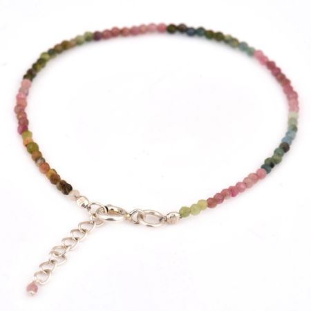 Tourmaline Beaded Bracelet  With Extension Chain