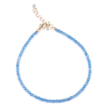 Blue Chalcedony Beaded Bracelet With Extension Chain
