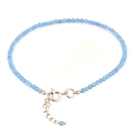 Blue Chalcedony Beaded Bracelet With Extension Chain
