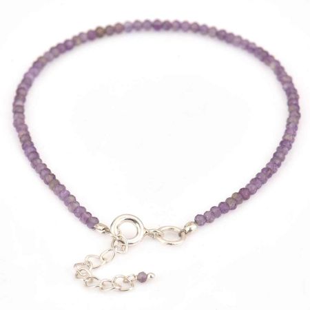 Elegant Amethyst beaded bracelet with extension chain