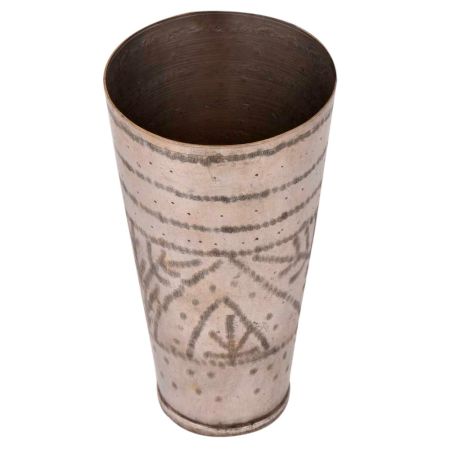 Brass Lassi Glass Cup With Geometric Pattern And Triangle Design