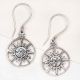 Sun Design Symbols 92.5 Sterling Silver Earrings With Circular Border
