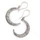 92.5 Sterling Silver Earrings  Crescent Moon  Filigree Dangle earring