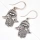 Hamsa Hand 92.5 Sterling Silver Earrings Evil Eye Engraved Earrings