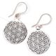 Round Flower Of Life 92.5 Sterling Silver Earrings  For Women And Girls
