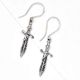 Sword Dagger 92.5Sterling Silver Earrings Tribal Swirling Patterns