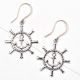 92.5 Sterling Silver Anchor With Ship Wheel Earrings