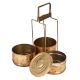 Golden Brass Three Tier Tiffin Box For Home Decoration With Lock
