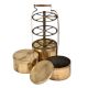 Four Cross Frame Brass Tiffin Box For Three Containers