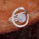 Rainbow Moonstone Gemstone 92.5 Sterling Silver Antique Handmade Adjustable Male Female Ring