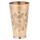 Big Flower Etched Golden Brass Lassi Glass Cup