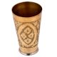 Flowers Etched Floral Design Brass Lassi Glass Cup