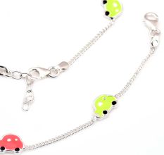 Colorful Car Charms 92.5 Sterling Silver Bracelets  for Kids ( In Set of 2)
