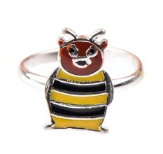 92.5 Sterling Silver Ring With Sweet Bee Charm Kids Jewelry