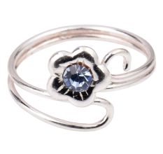 92.5 Sterling Silver Toe Ring With Flower Design For Women And Girls (Pair)