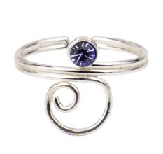 Wired 92.5 Sterling Silver Toe Ring  With Blue American Diamond (Pair)