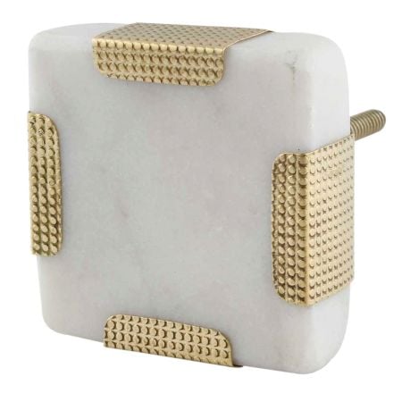 white square Stone Brass Cabinet Knobs
