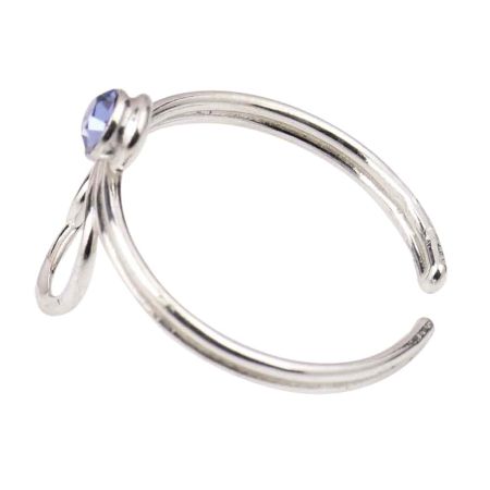 Wired 92.5 Sterling Silver Toe Ring  With Blue American Diamond (Pair)