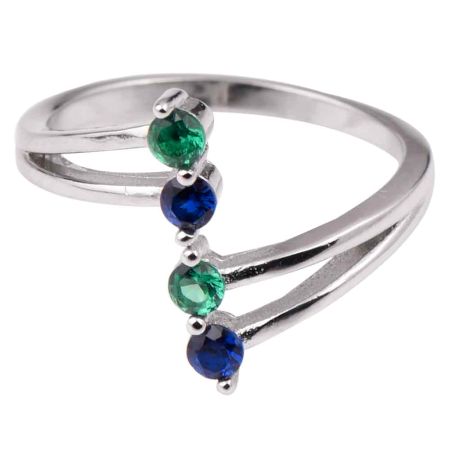92.5 Sterling Silver Toe Ring Tanzanite and Peridot Stone Women Jewelry (Pair)