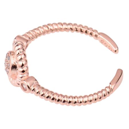 Floral 92.5 Sterling Toe Ring  American Diamond Rope Design Adjustable Jewelry (Pair)