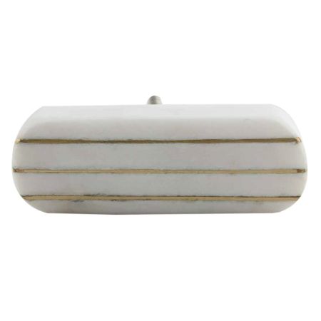 T Bar White Stone Gold Line Cabinet Knobs
