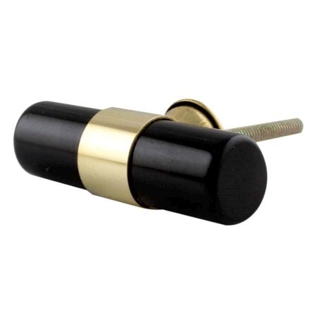 Black Resin And Brass Tube Drawer Knob