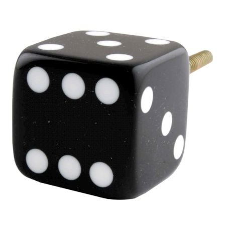 Black Six Sided Dice Resin Cabinet Knobs