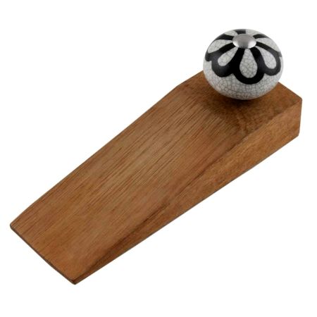 Black Sunflower Crackle Wooden Door Stopper