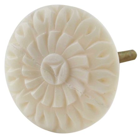 Cream Wheel Floral Bone Dresser Knobs