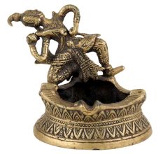 Brass Ashtray with Solider statue on Top