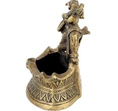 Brass Ashtray with Solider statue on Top
