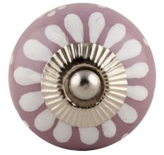 Purple & White Ceramic Floral Knob