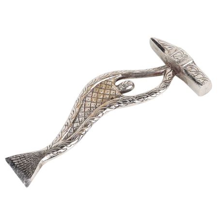 Brass Paperweight Nickle Plated Carved Hammer Abstract Figurine