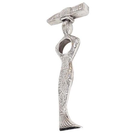 Brass Paper Weight Floral Design Carved Abstract Human Form In Nickel Finish