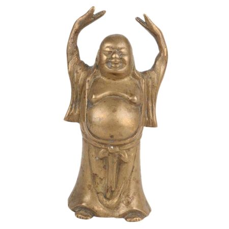 Brass Standing Laughing Buddha Statue