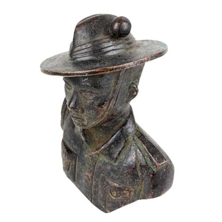 Brass Solider Bust With Uniform and Hat