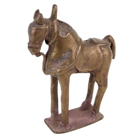 Brass Horse Statue Wearing A Saddle Showpiece