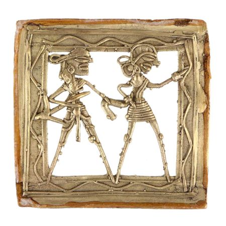 Brass Rural Couple Dhokra Wall Hanging