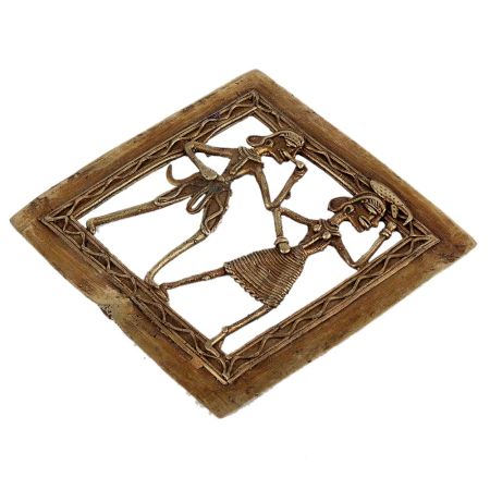 Golden Brass Dhokra Tribal Figurines Wall Hanging