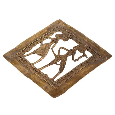 Brass Dhokra Design Wall Art Hanging Farmer Couple Showpiece Frame