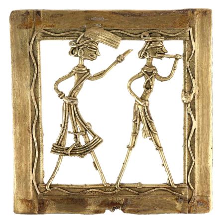 Brass Wall Art Hanging Tribal Couple Arguing Daily Activity