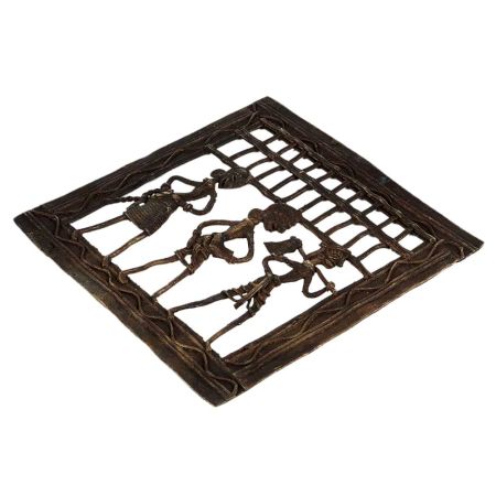 Decorative Dhokra Art Hanging A Farmer With Two Tribal Ladies