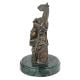 Brass Tribal Face Statue With Tribal Crown Bust On Green Round Base