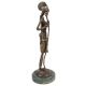 Brass Tribal Female Statue On Round Green Base