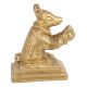 Brass Golden Rat Statue Sitting Holding Fruit