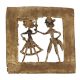 Brass Dhokra Art Square Wall Hanging Depicting A Rural Working Couple