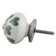 Green & White Ceramic Floral Knob