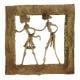 Brass Wall Art Tribal Couple Daily Chores Activity In Square Border