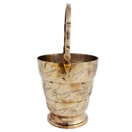 Brass Carved Bucket Engraved Leaves And Flowers
